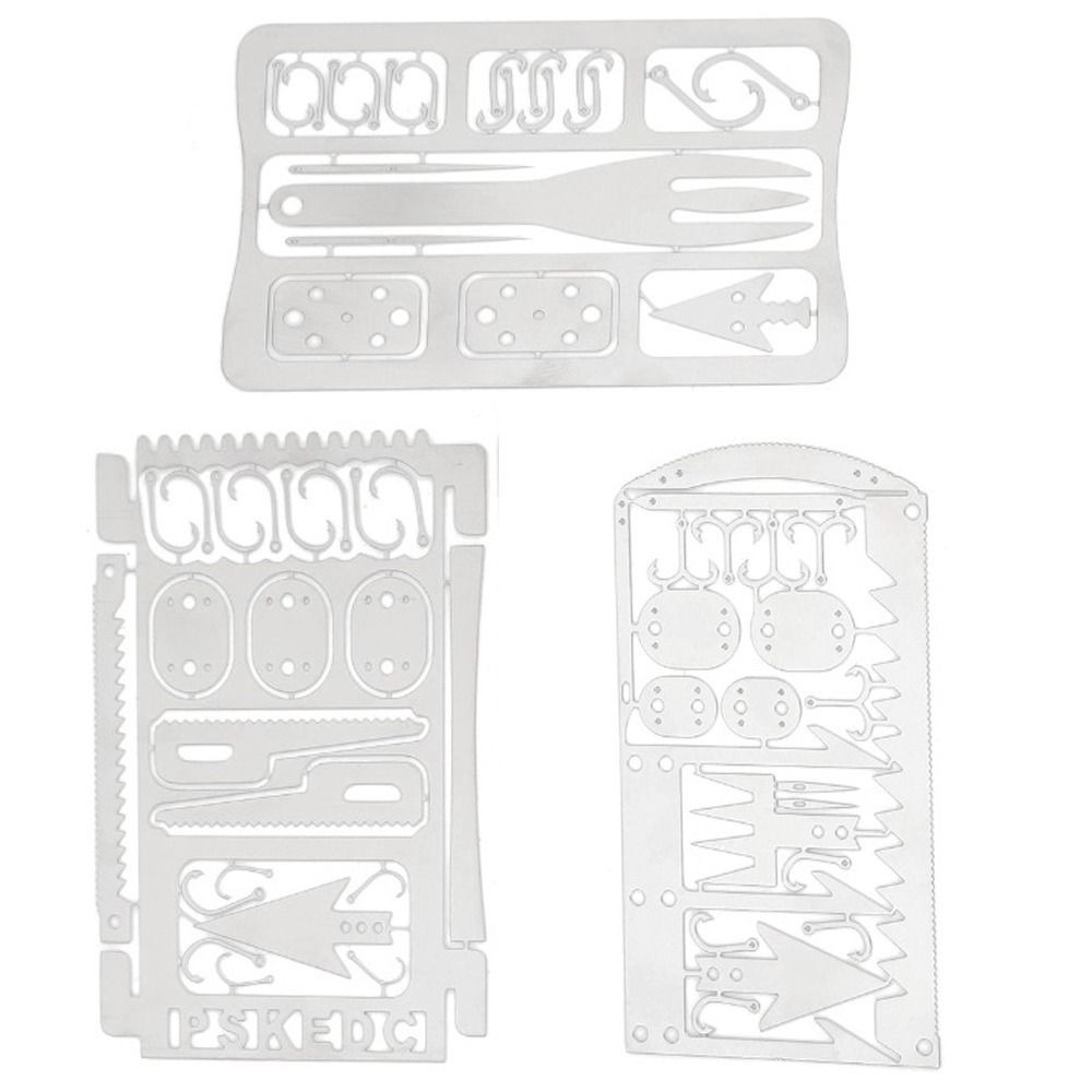 Multitool Credit Card - 6 Stück Edelstahl-Angelkarten Multifunktions-Überlebensausrüstung Kreditkartenformat Silber