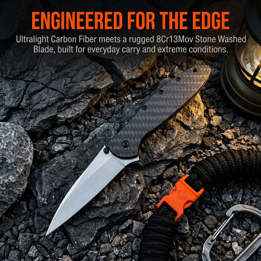Edc Every Day Carry おもちゃ - 1660 Alltagsmesser, klappbares Taschenmesser mit Kohlefasergriff,